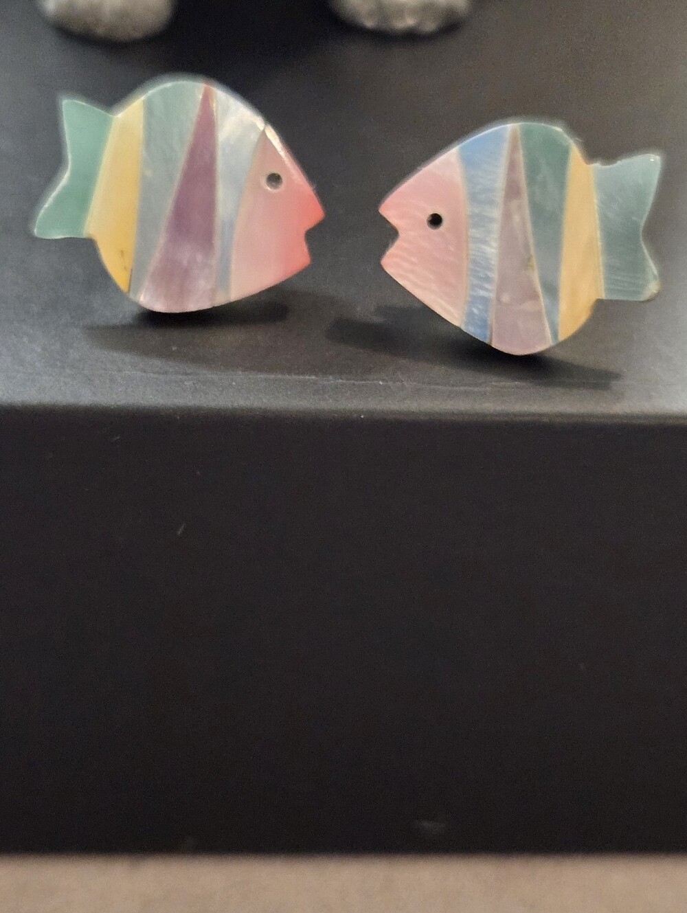 Colorful MOP Pastel Fish Stud Earrings - Pink, Blue & Yellow